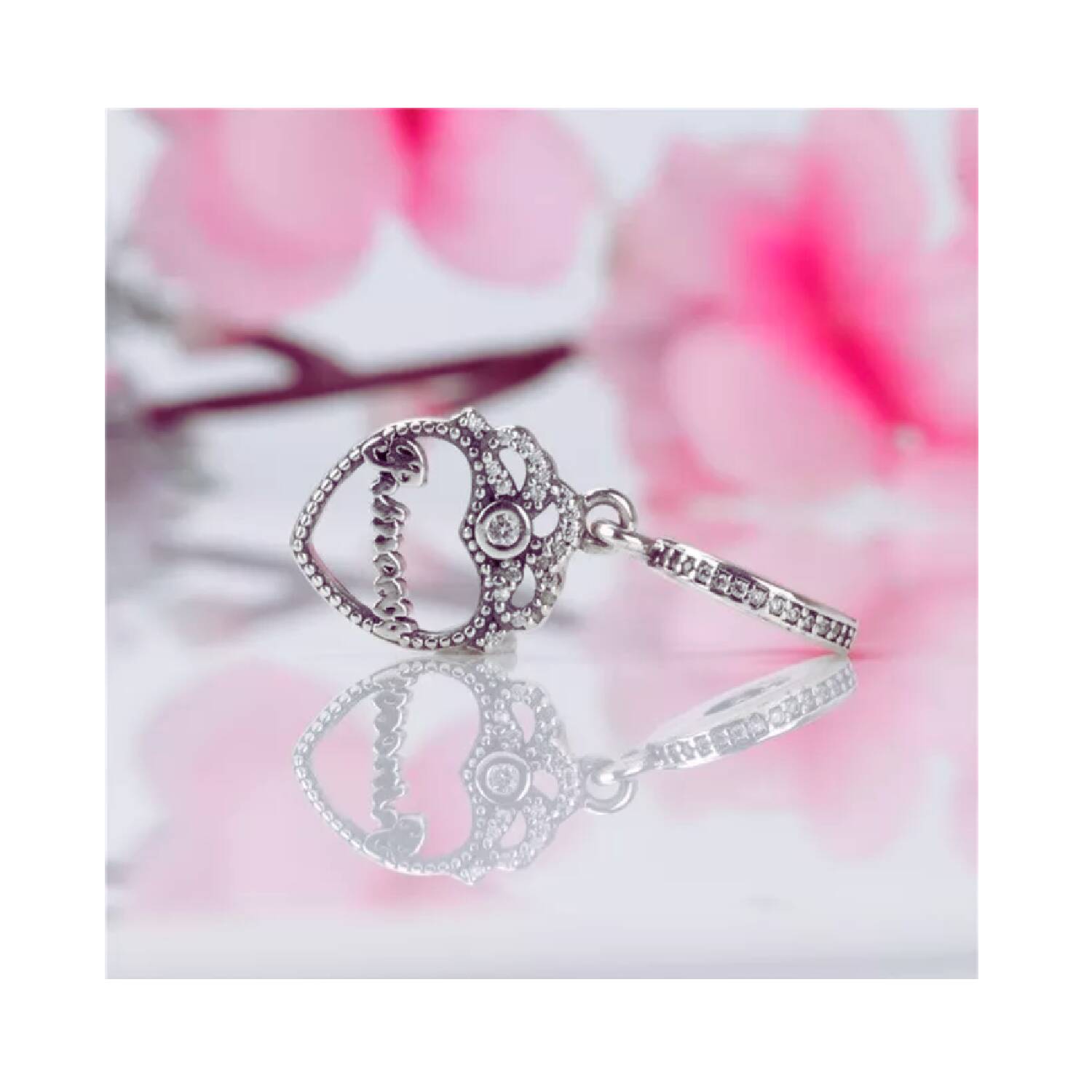 Charm Corazón de Princesa y Circones En Plata 925 - Imagen 3