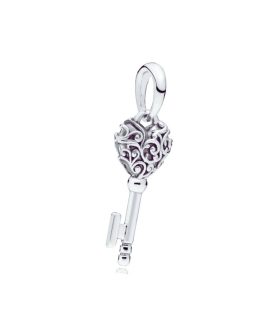 Charm Llave de Corazón Romántico En Plata 925