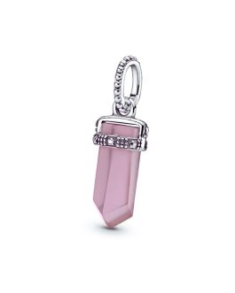 Charm Colgante Cristal Cuarzo Rosado En Plata 925
