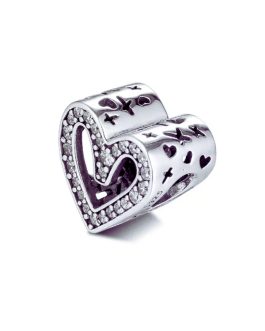 Charm Corazón Irregular y Circones En Plata 925