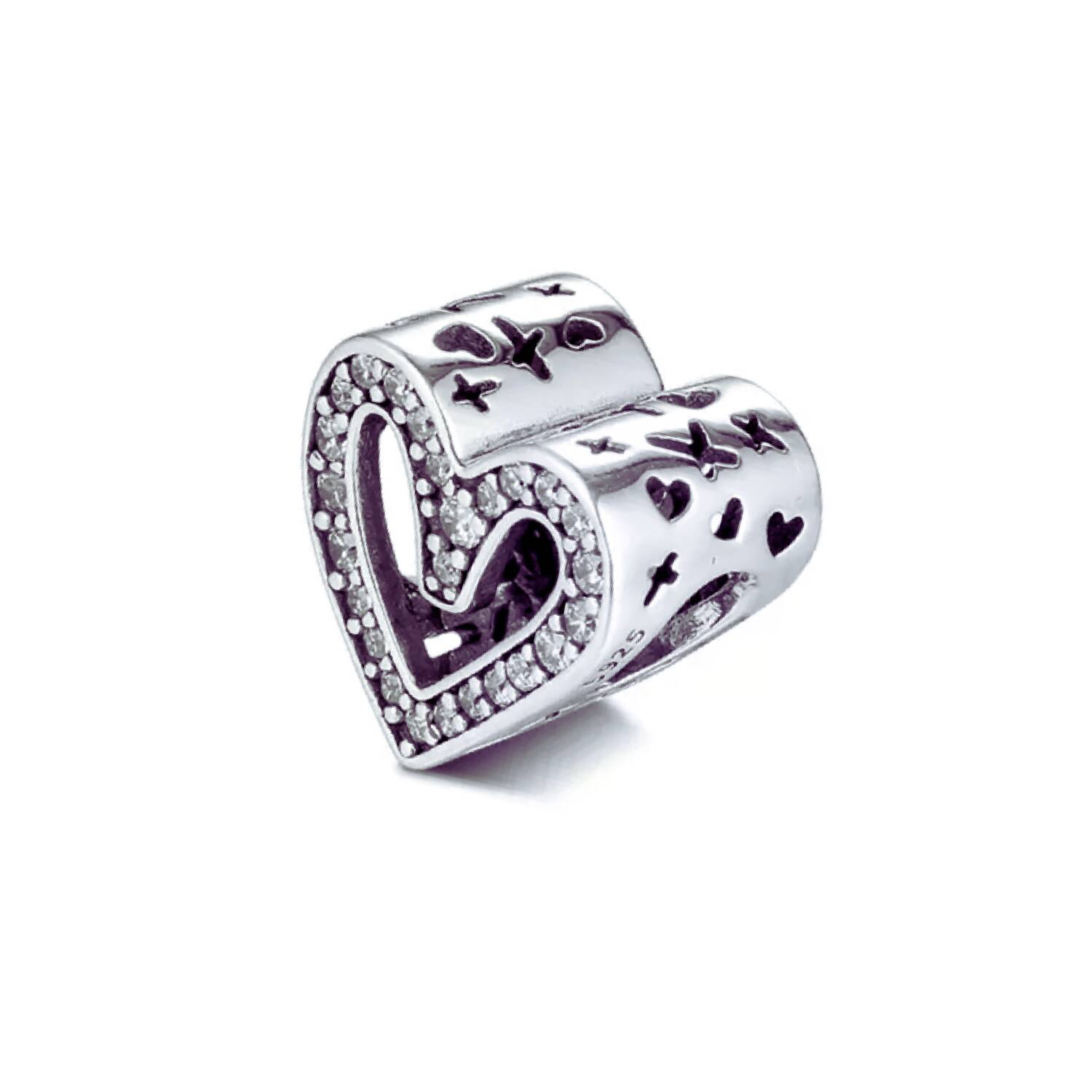 Charm Corazón Irregular y Circones En Plata 925