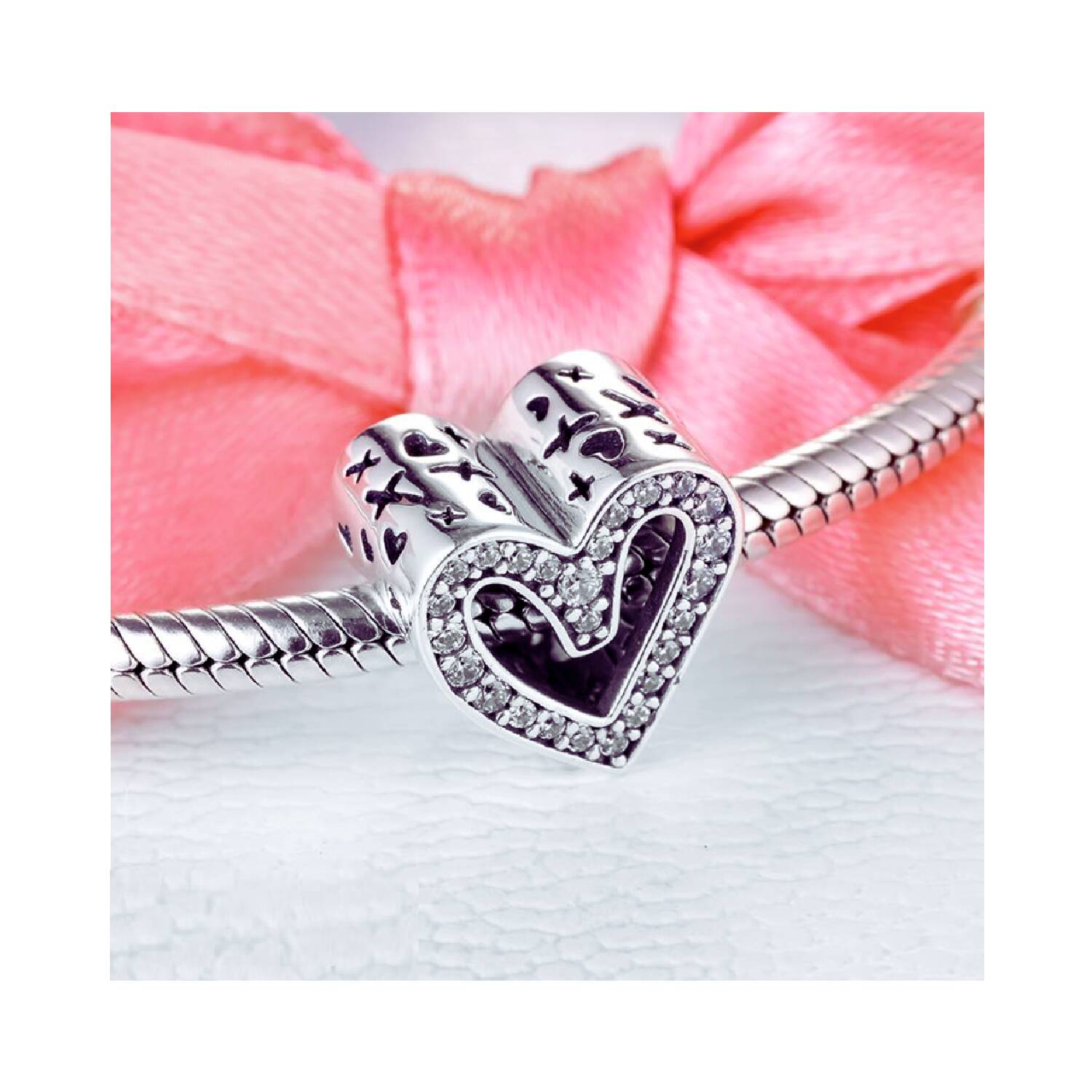 Charm Corazón Irregular y Circones En Plata 925 - Imagen 4