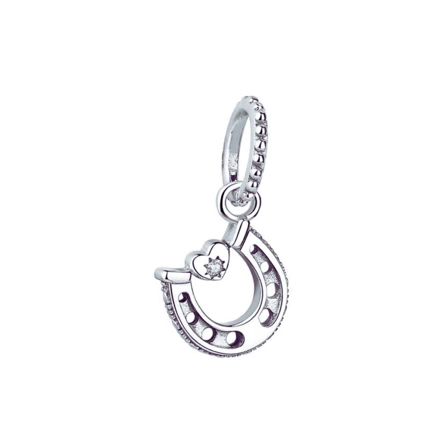 Charm Herradura de la Suerte y Corazón Estrella En Plata 925