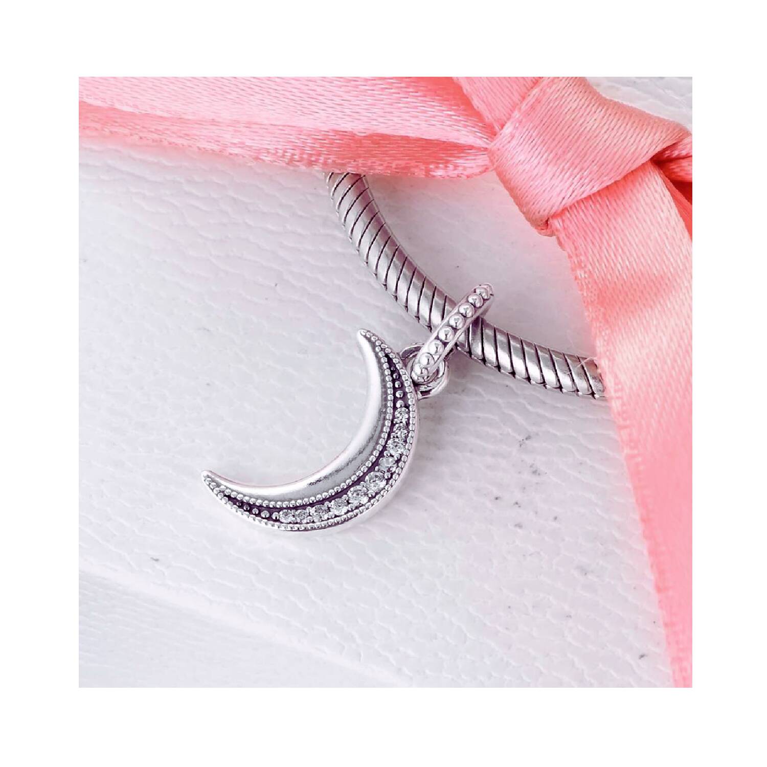 Charm Media Luna Pequeña y Circones En Plata 925 - Imagen 3