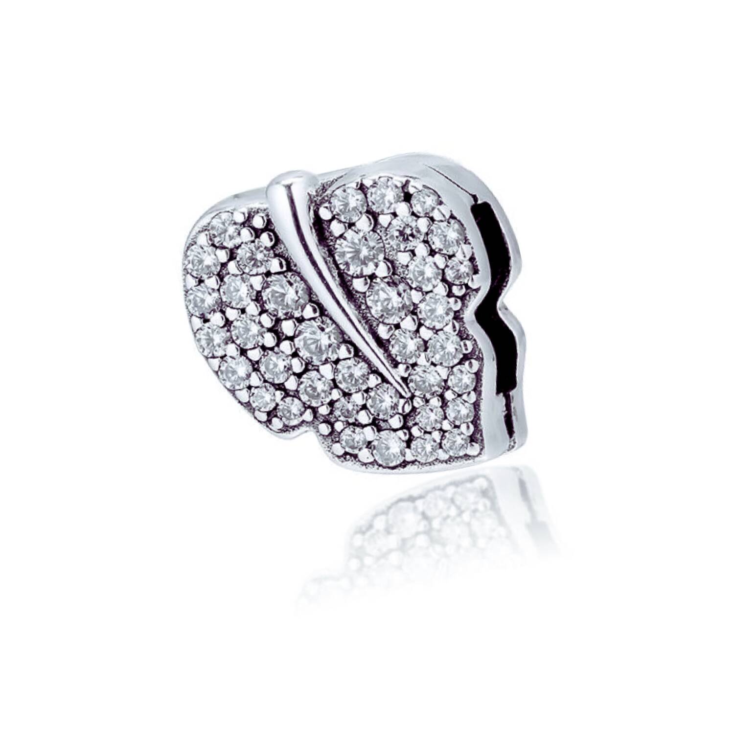Charm Hoja de Árbol y Circones Brillantes En Plata 925 - Imagen 4
