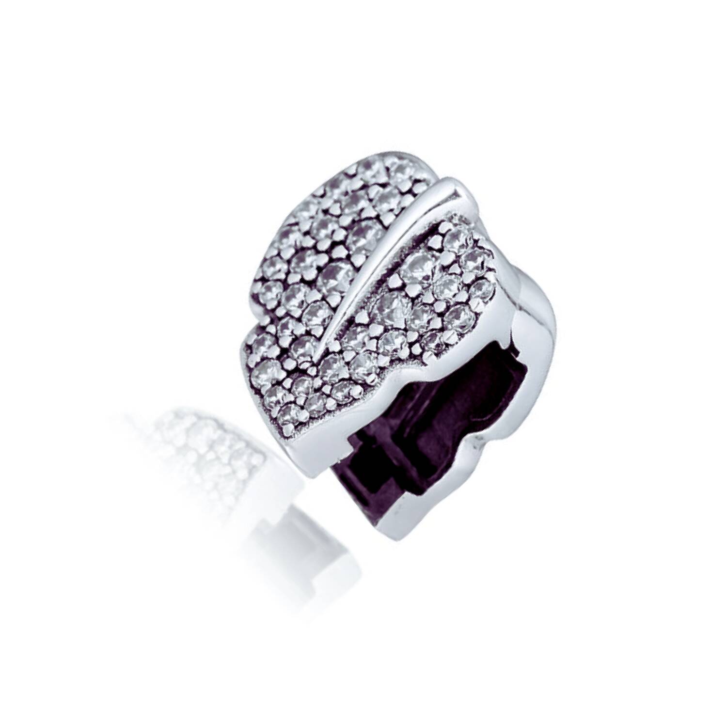 Charm Hoja de Árbol y Circones Brillantes En Plata 925 - Imagen 2