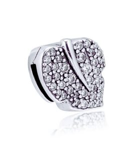 Charm Hoja de Árbol y Circones Brillantes En Plata 925