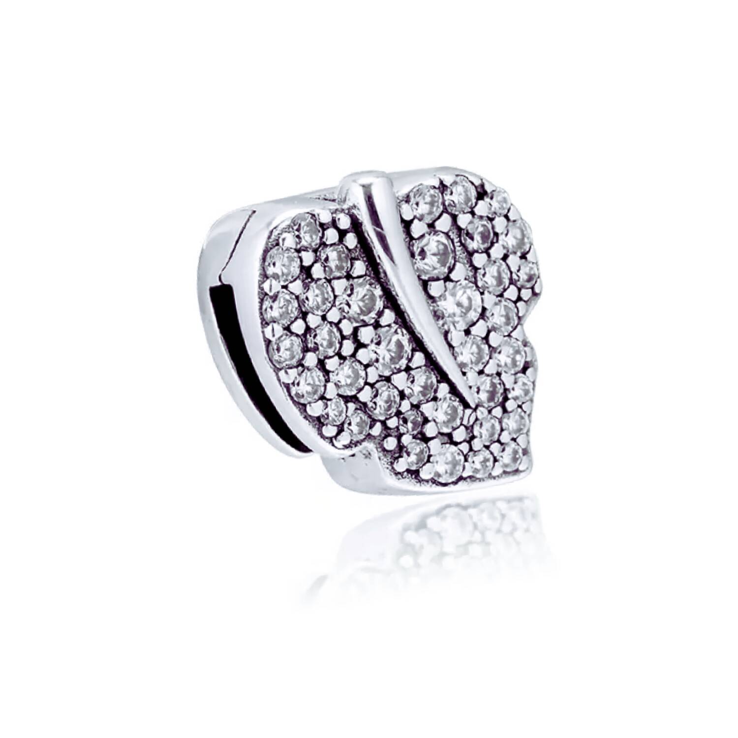 Charm Hoja de Árbol y Circones Brillantes En Plata 925