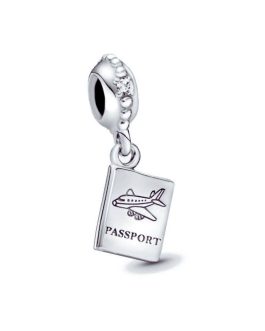 Charm Pasaporte de Viaje y Circón Brillante En Plata 925