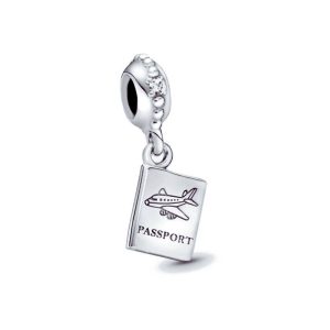 Charm Pasaporte de Viaje y Circón Brillante En Plata 925