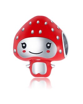 Charm Hongo Rojo Sonriente En Plata 925