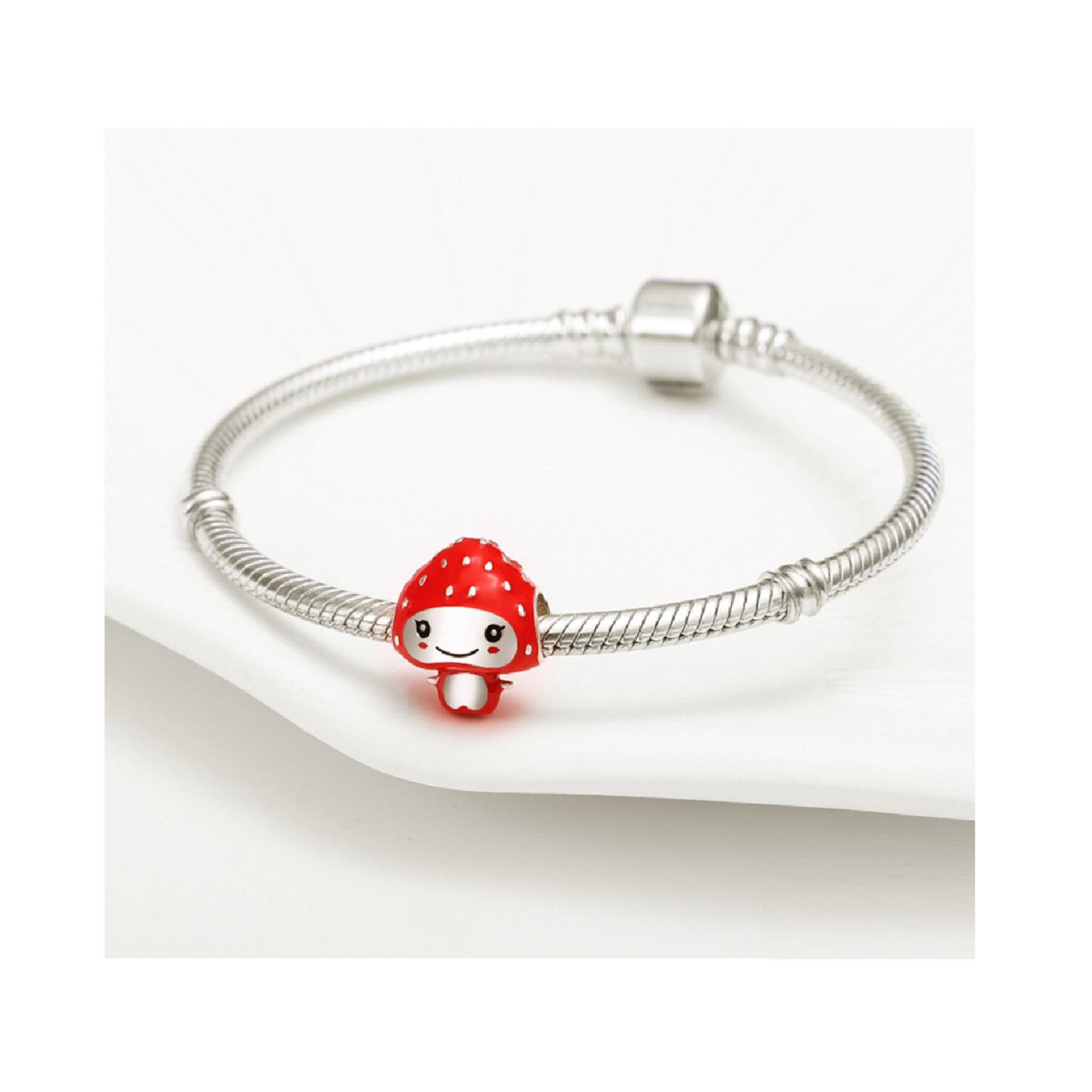 Charm Hongo Rojo Sonriente En Plata 925 - Imagen 3