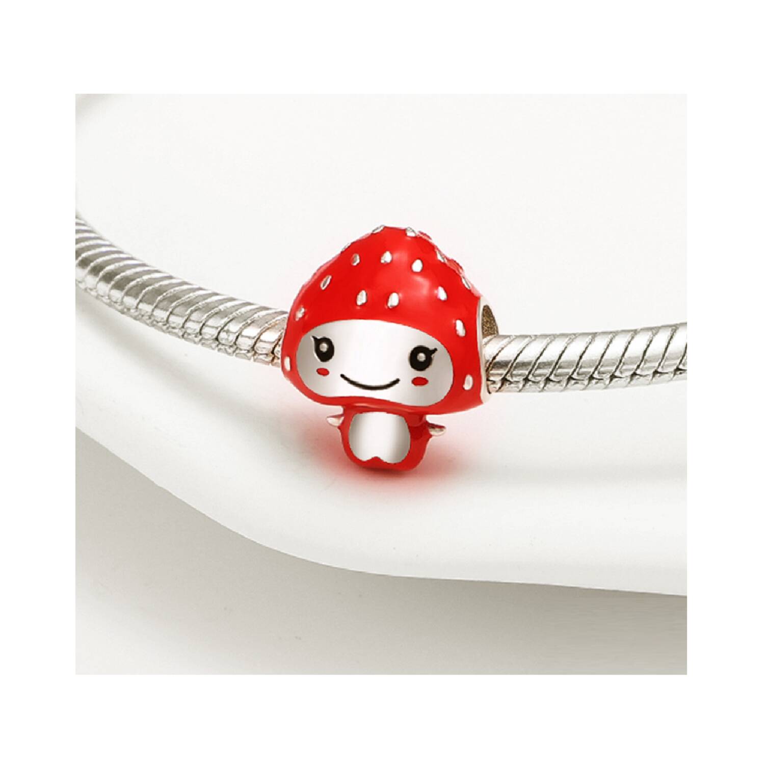 Charm Hongo Rojo Sonriente En Plata 925 - Imagen 2