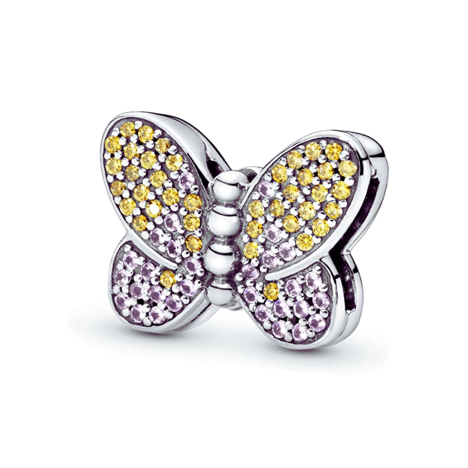 Charm Mariposa y Circones Coloridos En Plata 925