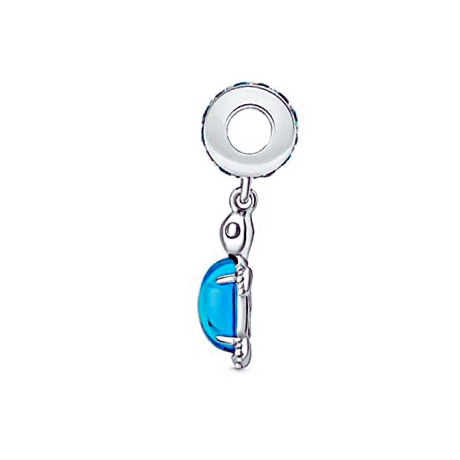 Charm Tortuga Cristal Azul y Circones En Plata 925 - Imagen 2