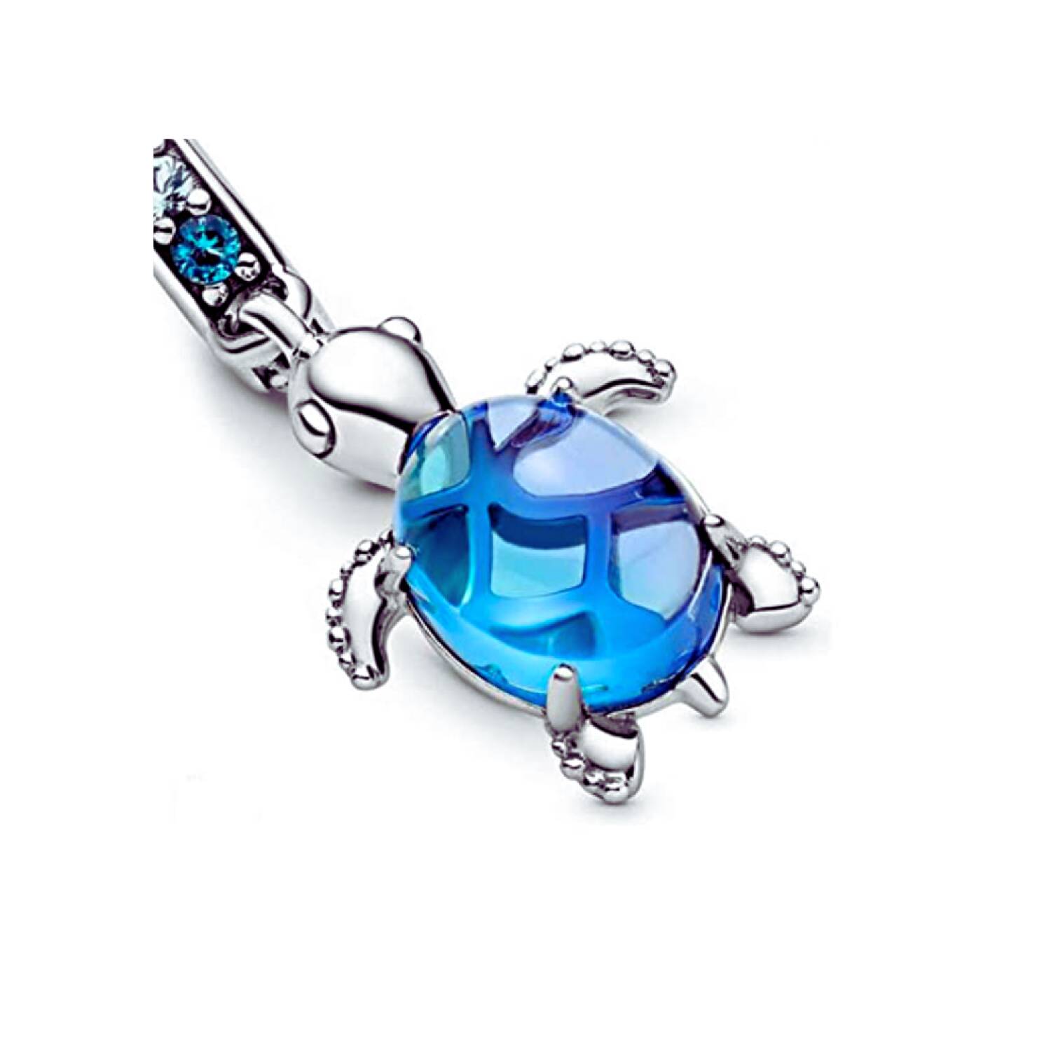 Charm Tortuga Cristal Azul y Circones En Plata 925 - Imagen 4