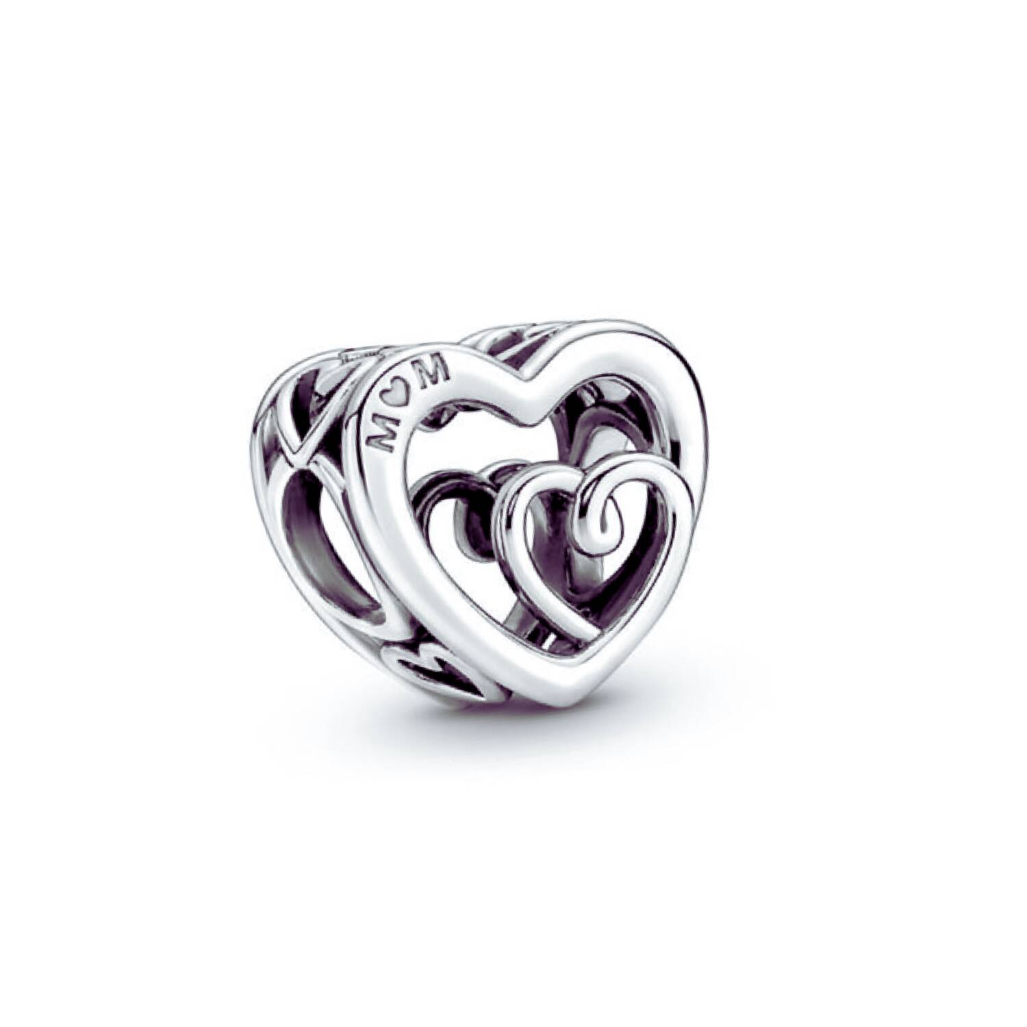 Charm Corazones Infinitos para Mamá ("Mom") En Plata 925 - Imagen 3
