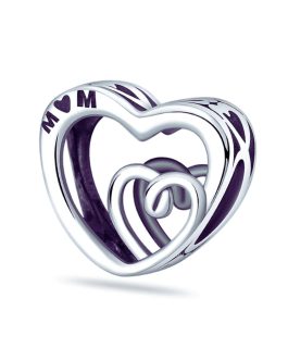 Charm Corazones Infinitos para Mamá ("Mom") En Plata 925