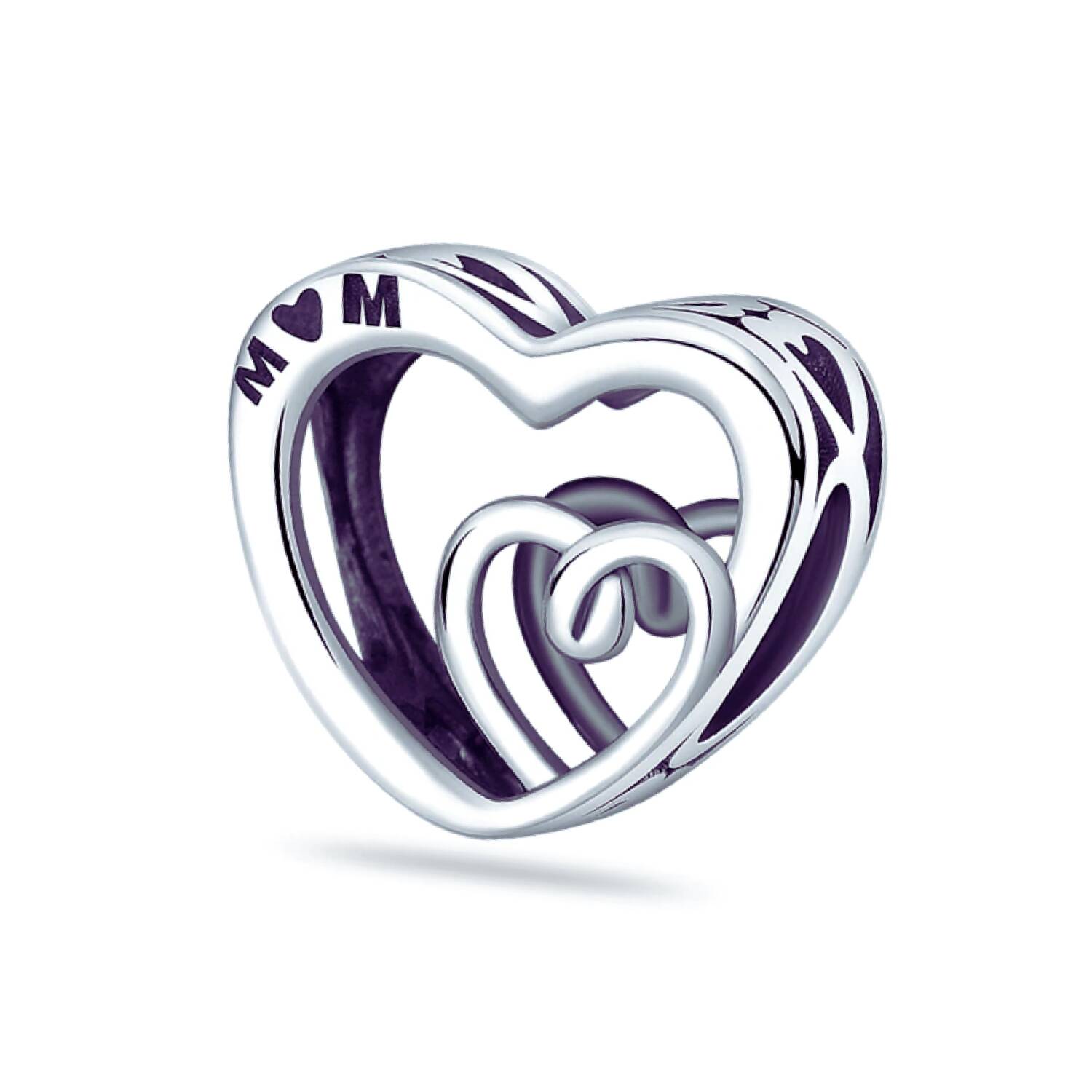 Charm Corazones Infinitos para Mamá ("Mom") En Plata 925