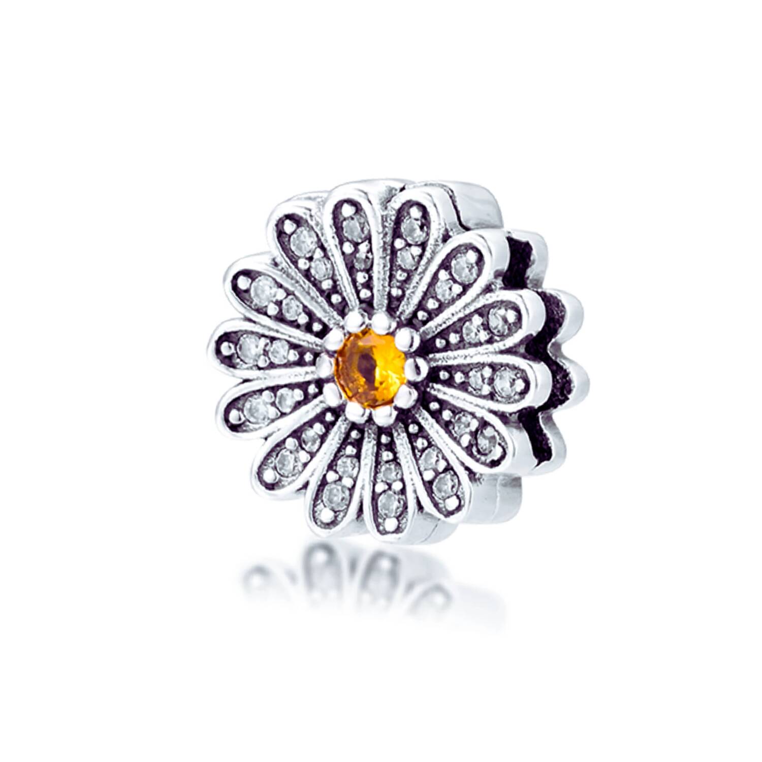 Charm Margarita y Circones Brillantes En Plata 925