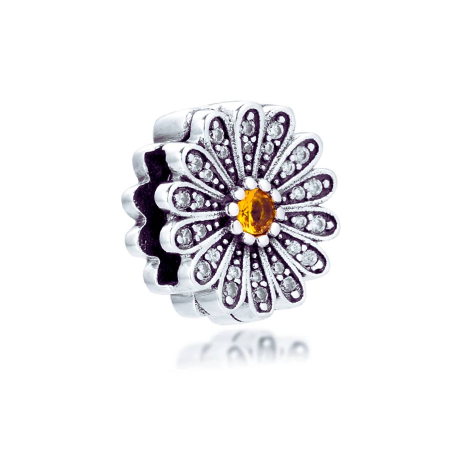 Charm Margarita y Circones Brillantes En Plata 925 - Imagen 3