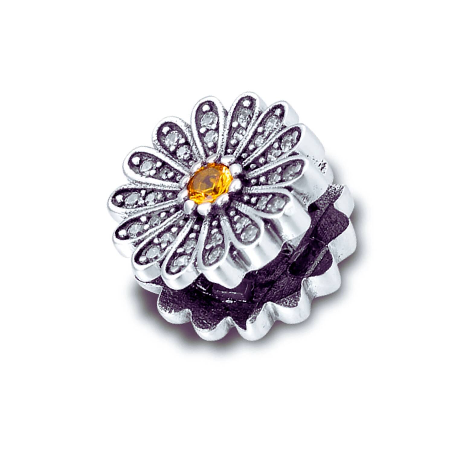 Charm Margarita y Circones Brillantes En Plata 925 - Imagen 4