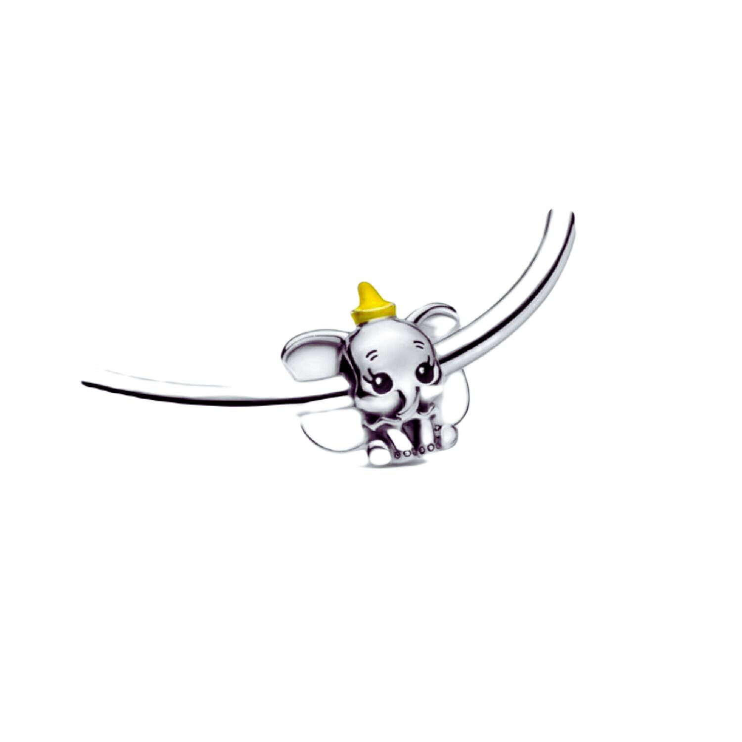 Charm Elefante Dumbo con Gorrito Amarillo En Plata 925 - Imagen 5