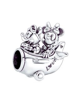 Charm Avión Mickey y Minnie ("Love") En Plata 925