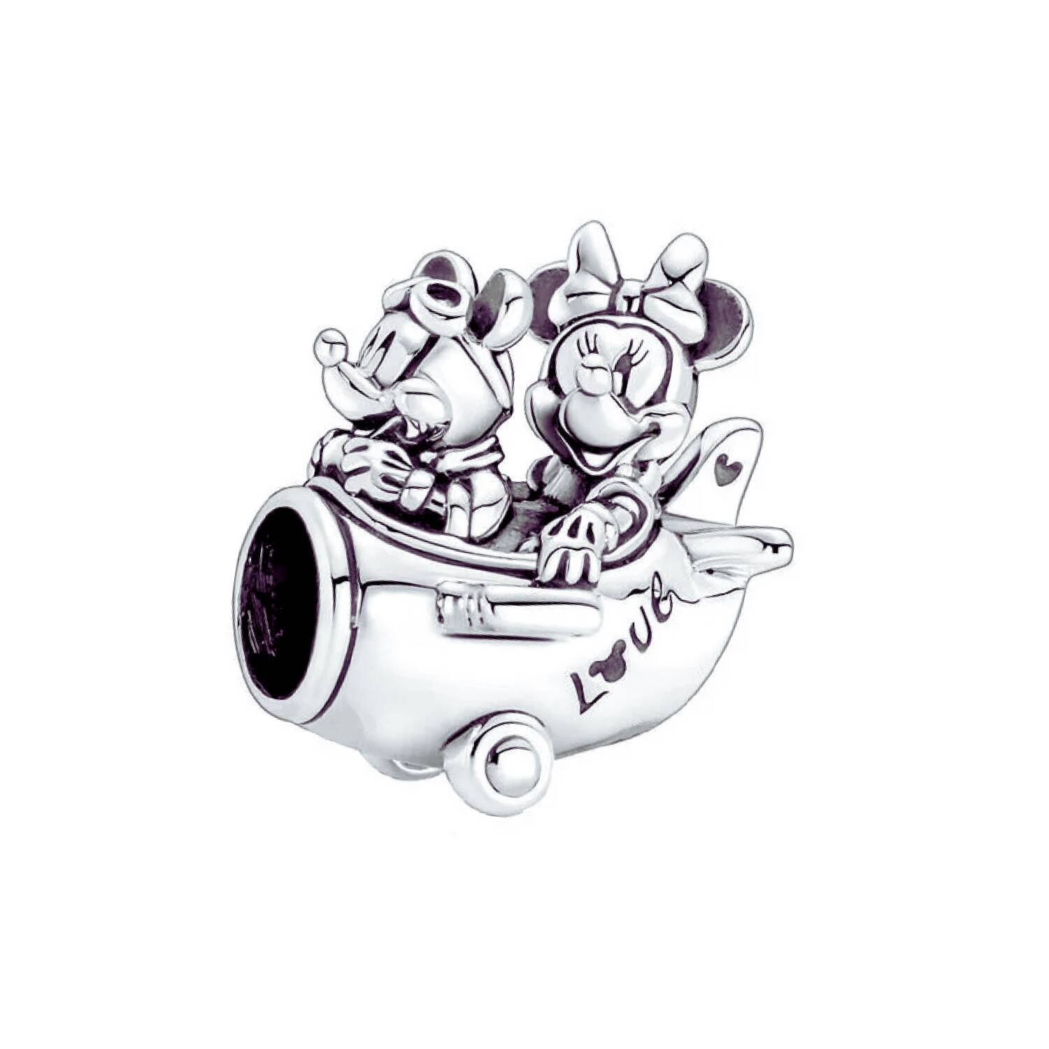 Charm Avión Mickey y Minnie ("Love") En Plata 925