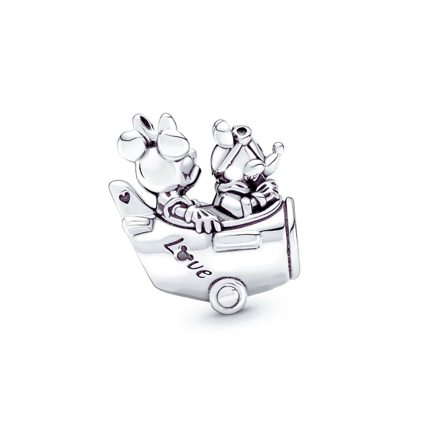 Charm Avión Mickey y Minnie ("Love") En Plata 925 - Imagen 3