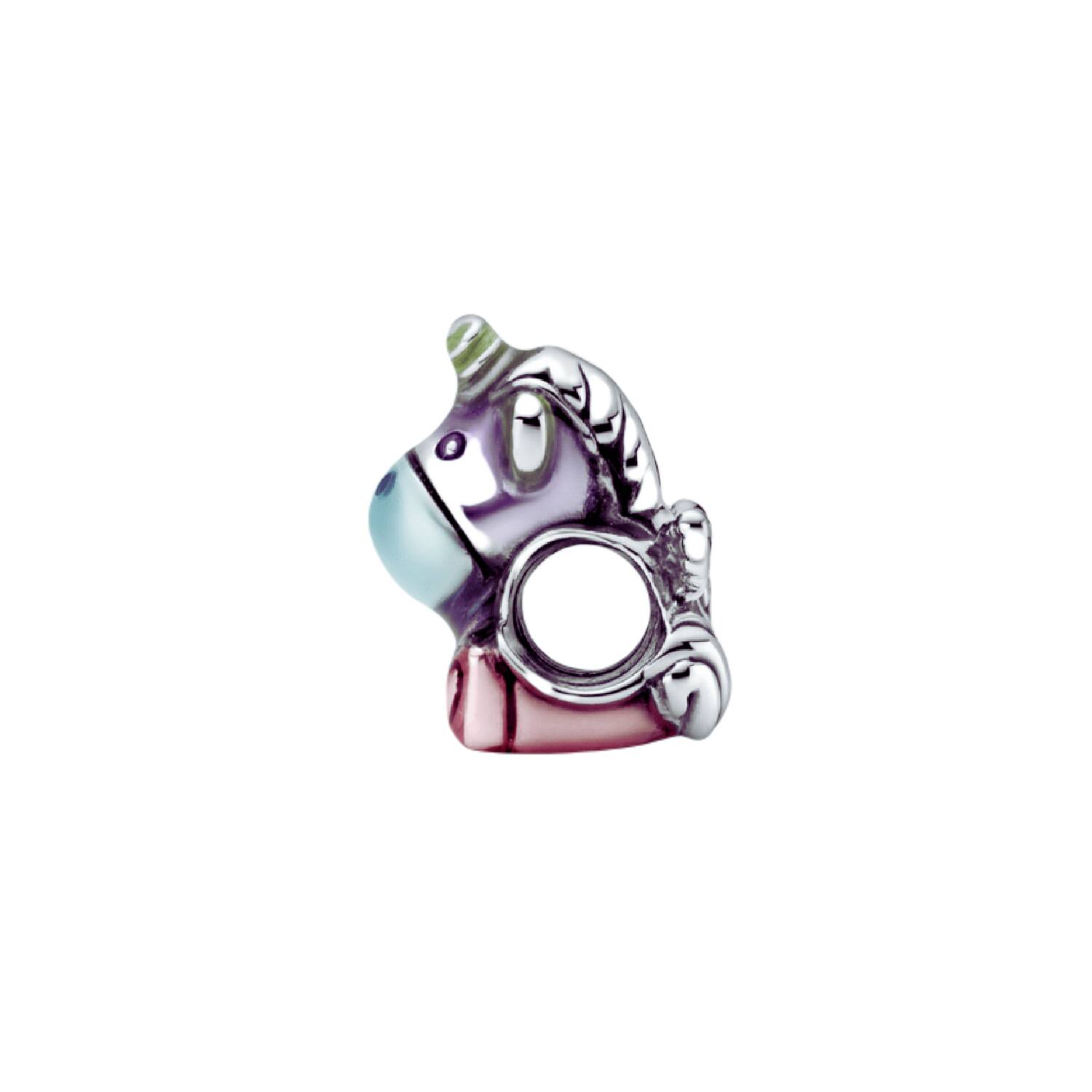 Charm Unicornio Tierno y Colorido En Plata 925 - Imagen 3