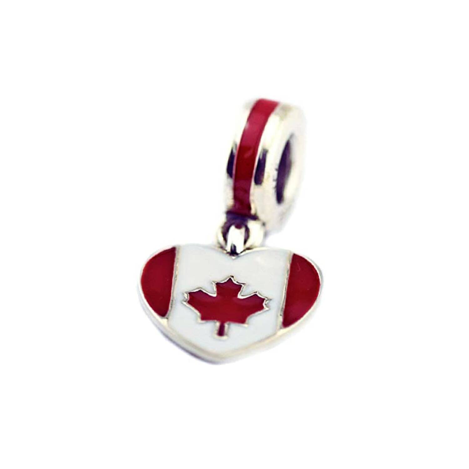 Charm Corazón y Bandera de Canadá En Plata 925 - Imagen 4