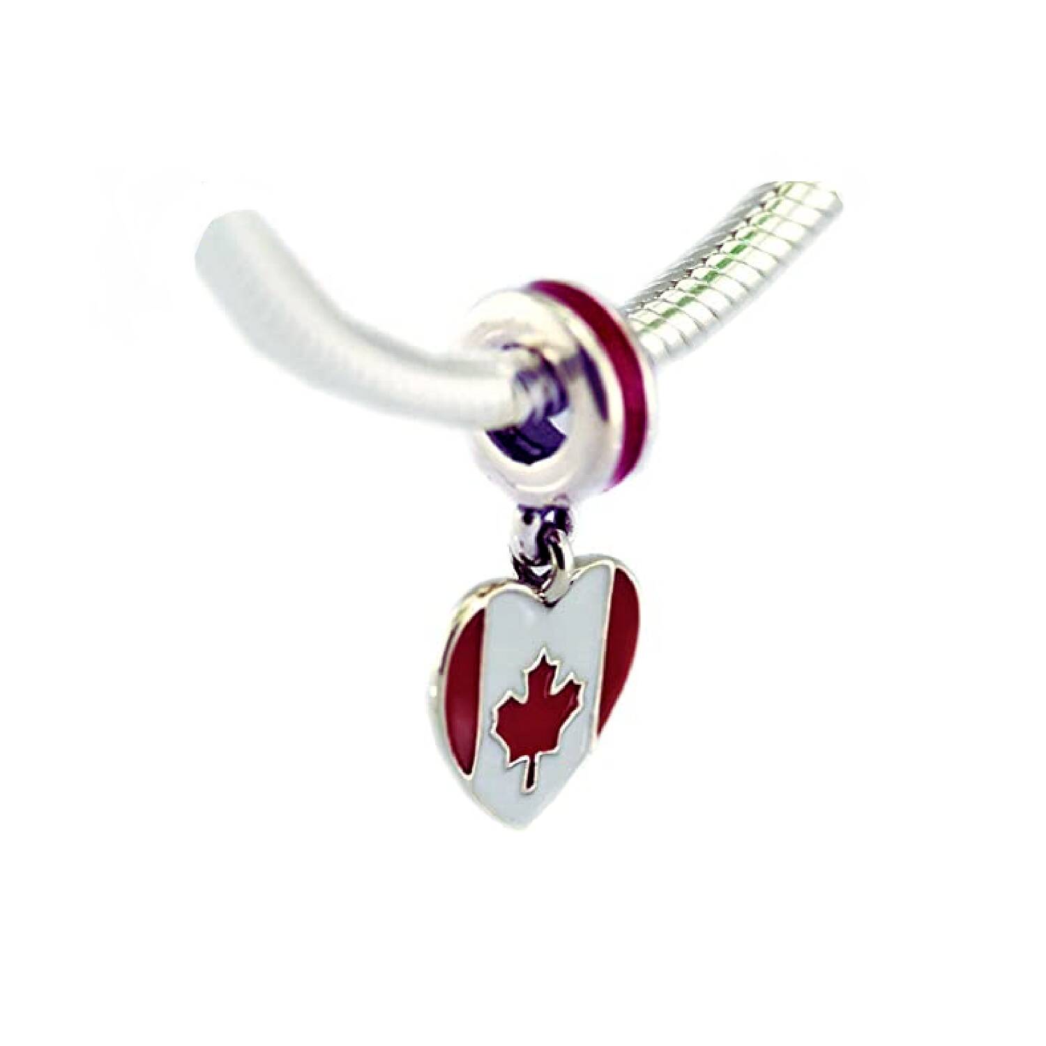Charm Corazón y Bandera de Canadá En Plata 925 - Imagen 2