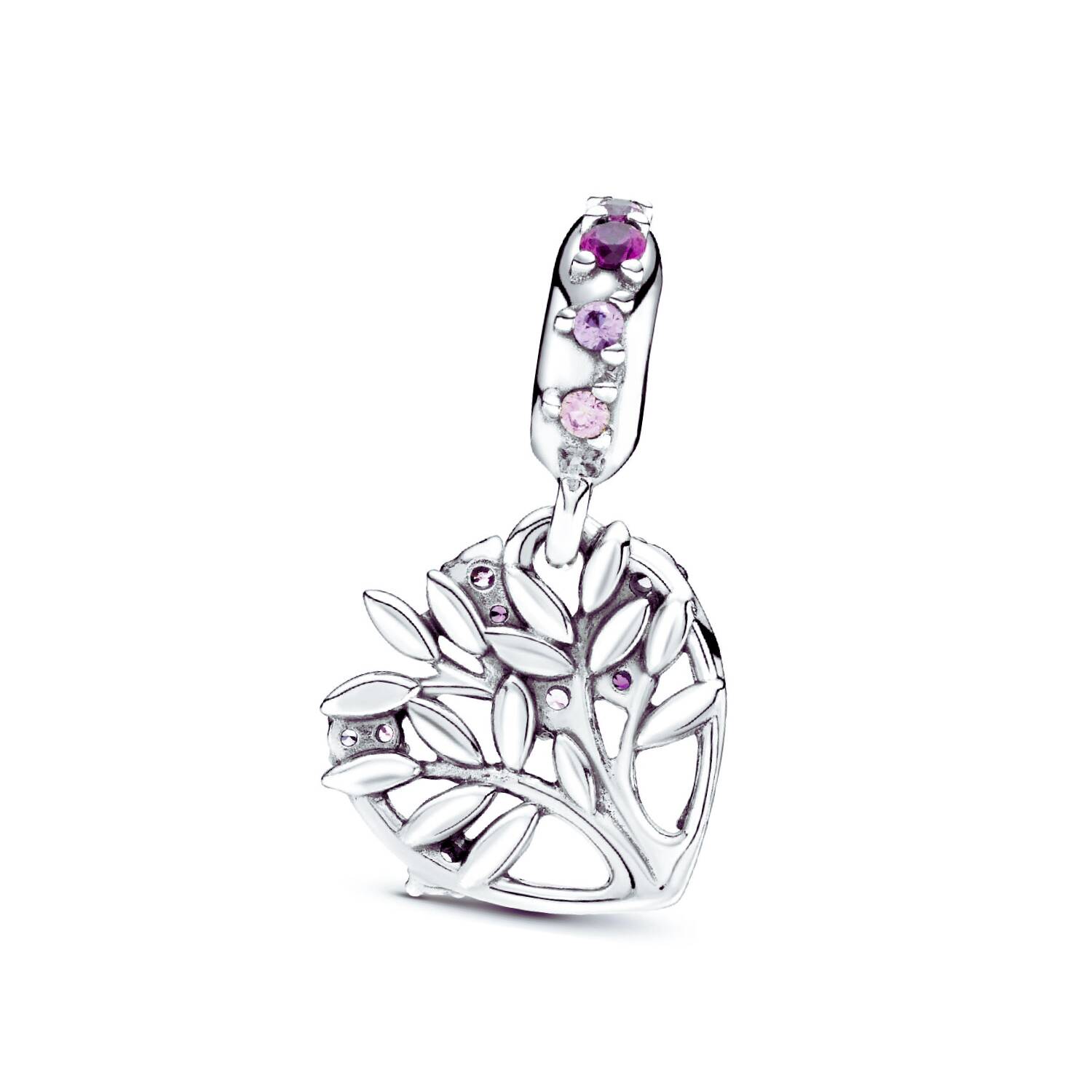 Charm Corazón y Árbol de Vida con Circones En Plata 925 - Imagen 3