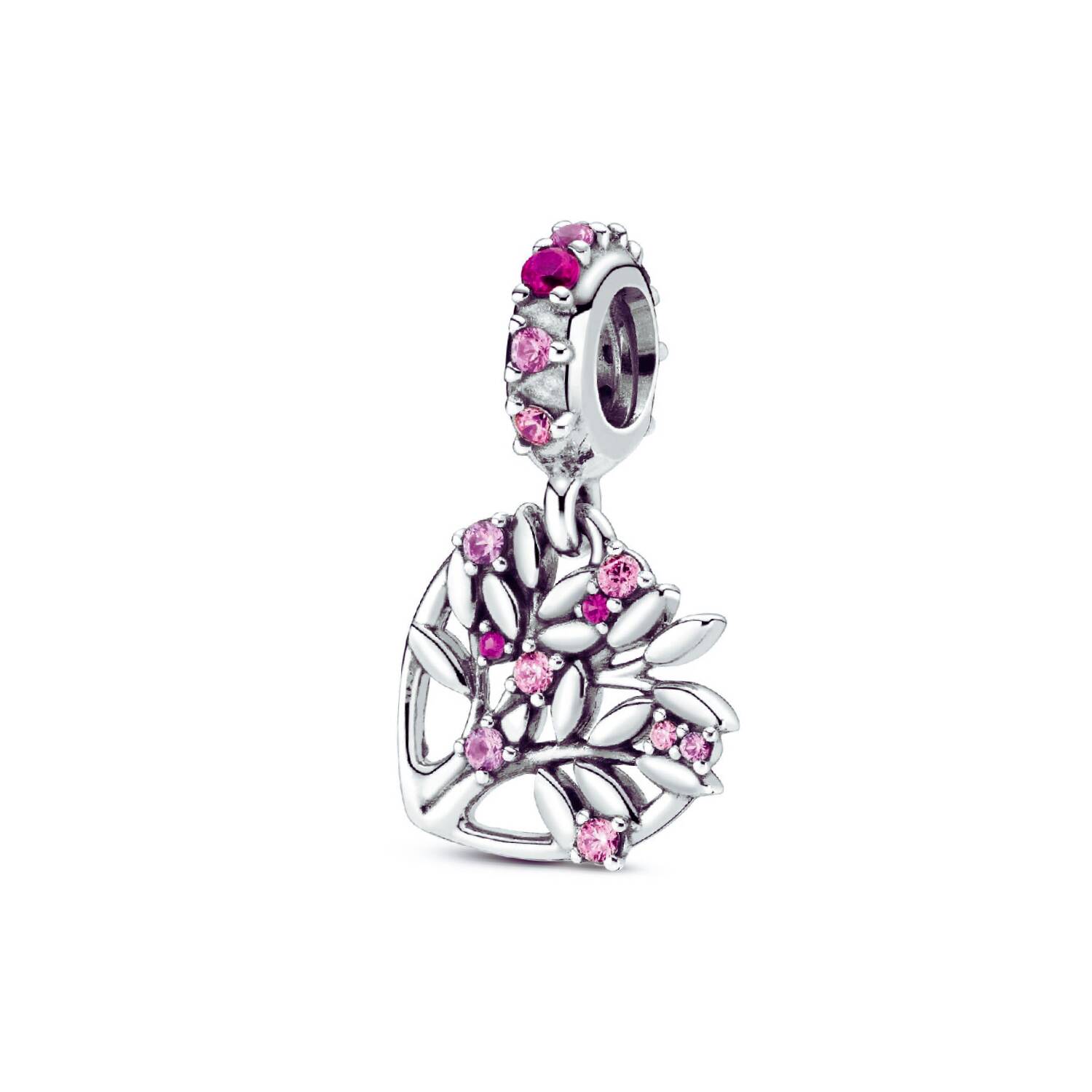 Charm Corazón y Árbol de Vida con Circones En Plata 925