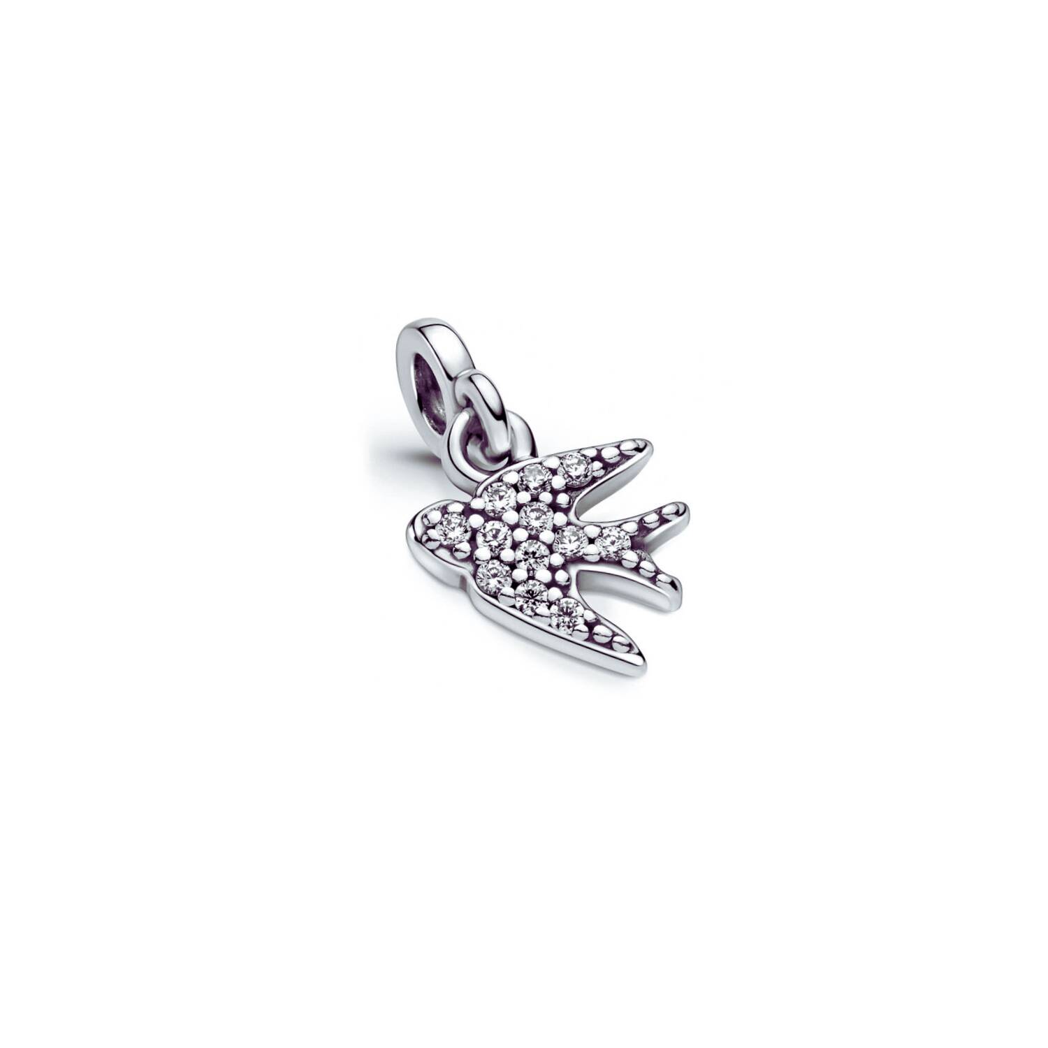 Charm Mini Ave Golondrina con Circones En Plata 925