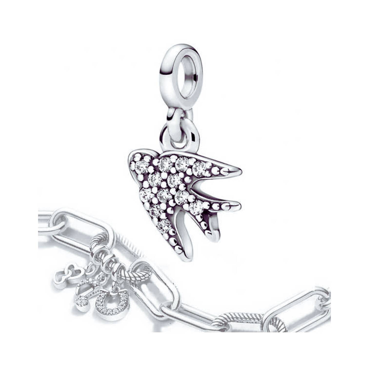 Charm Mini Ave Golondrina con Circones En Plata 925 - Imagen 4