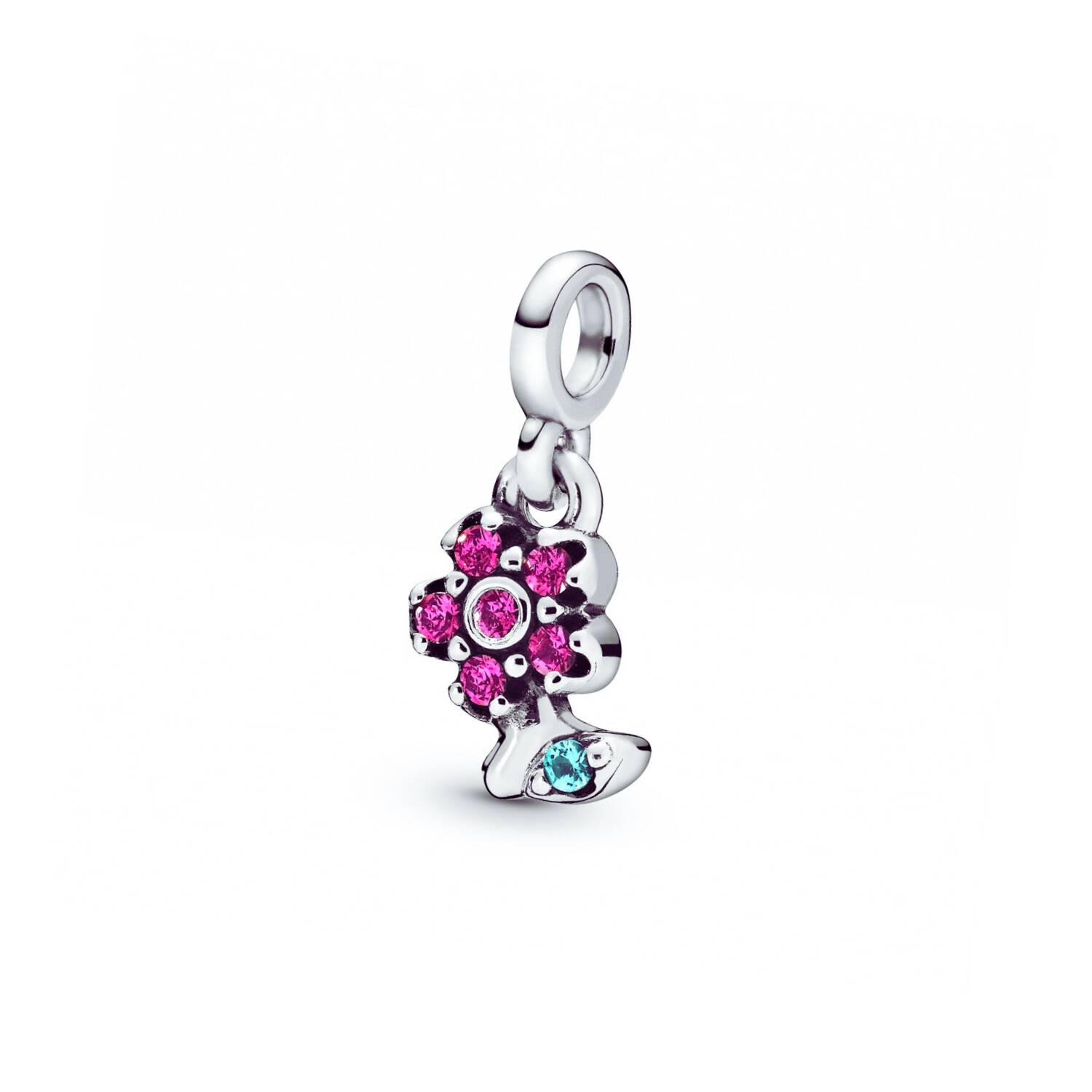 Charm Mini Flor Colorida con Circones En Plata 925