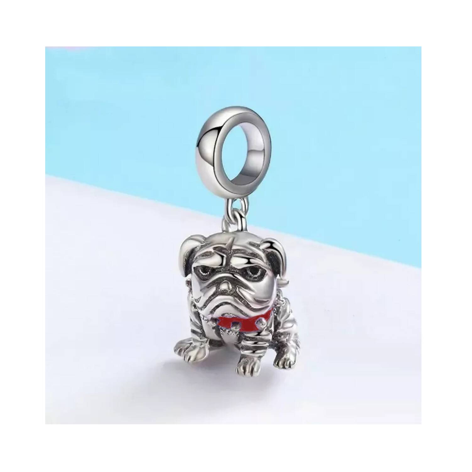 Charm Perro Bulldog Inglés En Plata 925 - Imagen 3