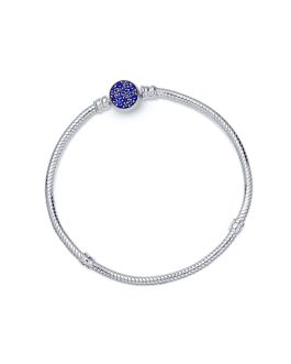 Pulsera Broche Circones Azules Brillantes En Plata 925