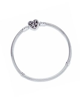 Pulsera Broche Corazón y Árbol de Vida En Plata 925