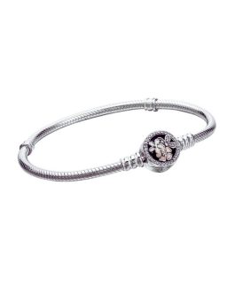 Pulsera Broche Flores y Circones Brillantes En Plata 925
