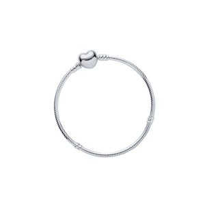 Pulsera Broche Corazón Brillante En Plata 925