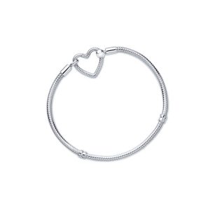 Pulsera Broche Corazón Trenzado En Plata 925