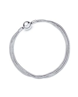 Pulsera Broche Bola Triple Línea En Plata 925