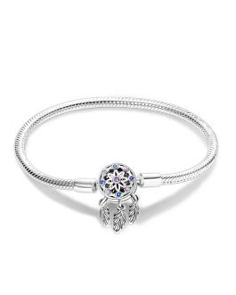 Pulsera Broche Atrapasueños y Circones En Plata 925