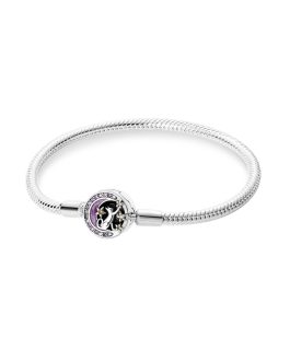 Pulsera Broche Gato, Media Luna y Estrellas En Plata 925