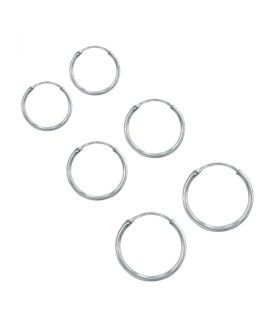 Aros Set de 3 Argollas Lisas En Plata 925