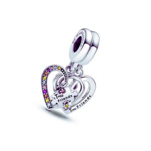 Charm Corazones de Amistad y Puzzle En Plata 925