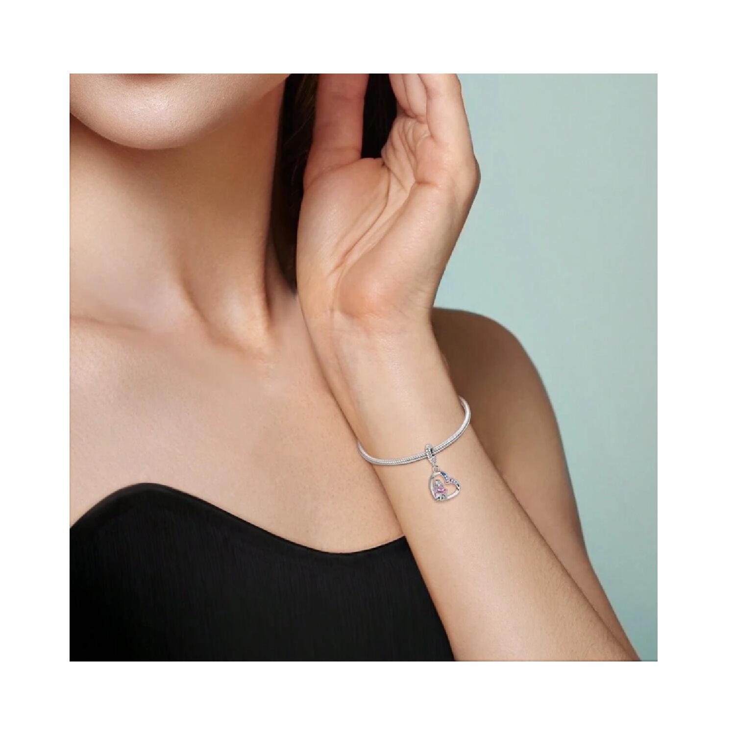 Charm Corazón Amor Madre e Hija En Plata 925 - Imagen 5
